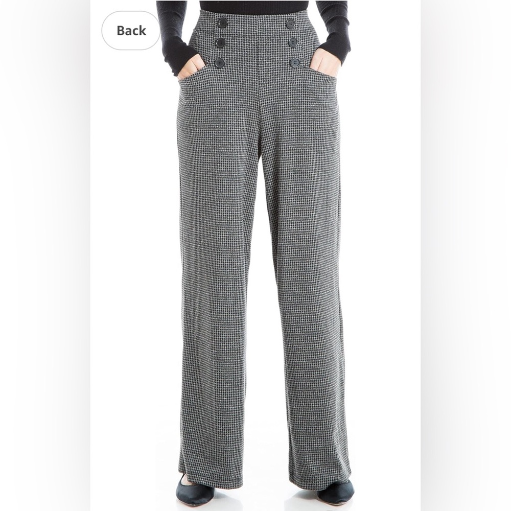 🖤 Max Studio Women's Sailor Wide Leg Pant in Black and White Pattern Size L 🖤